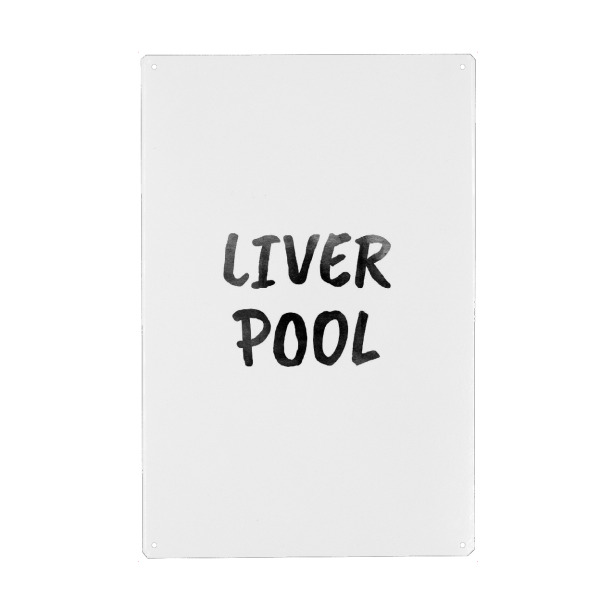 Holzbild "Liverpool Aquarell SW" artboxONE - Städte,Typografie,Schwarzweiß,Städte / Weitere