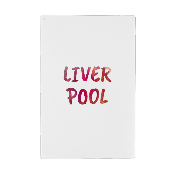 Holzbild "Liverpool Aquarell Bunt" artboxONE - Städte,Typografie,Städte / Weitere