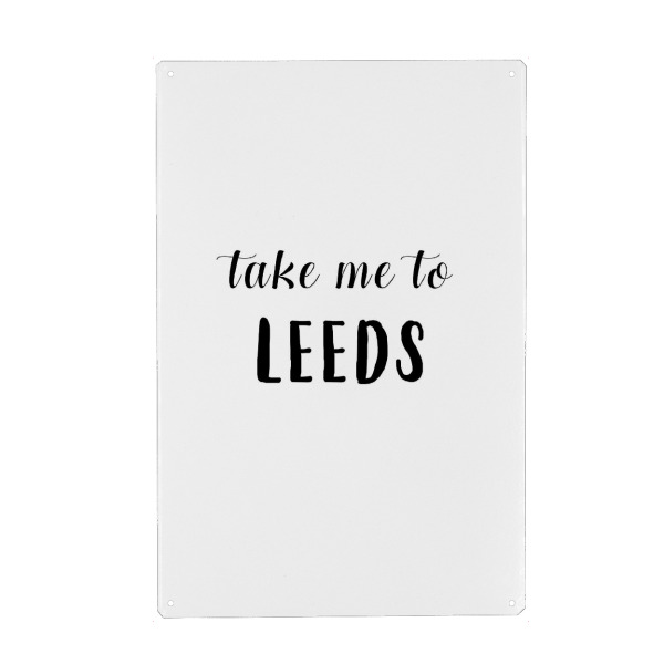 Holzbild "Take me to Leeds" artboxONE - Städte,Typografie,Schwarzweiß,Städte / Weitere