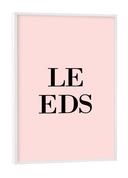 Poster mit weißem Rahmen "Leeds Rosa" artboxONE - Städte,Typografie,Städte / Weitere