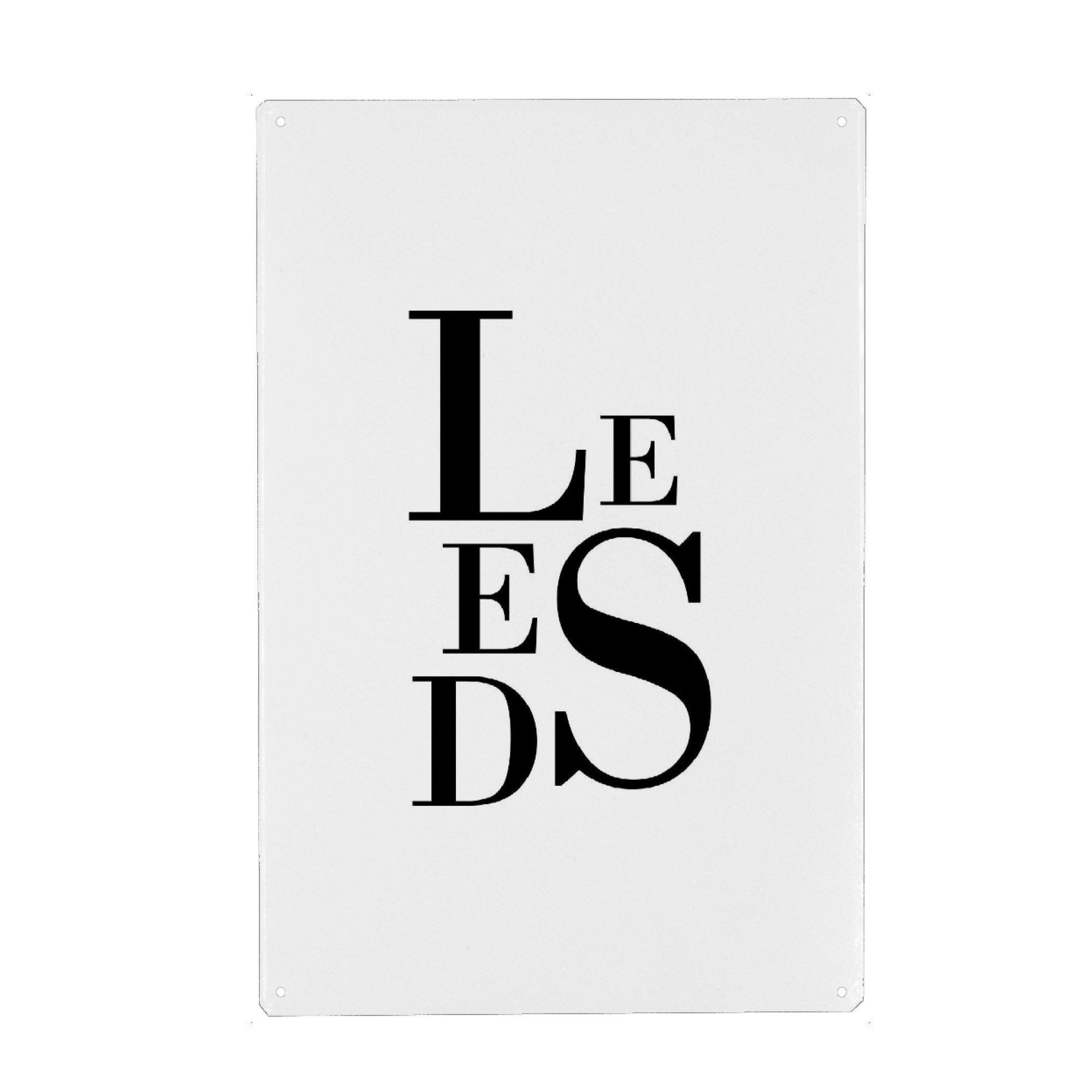 Metall Poster "Leeds Buchstabensalat" artboxONE - Städte,Typografie,Schwarzweiß,Städte / Weitere