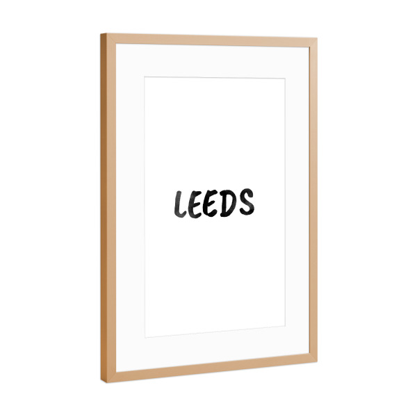 Poster mit Rahmen Kupfer "Leeds Aquarell SW" artboxONE - Städte,Typografie,Schwarzweiß,Städte / Weitere