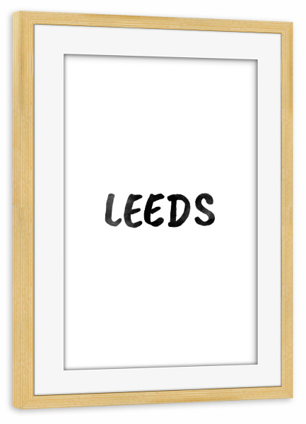 Poster mit Rahmen kiefer "Leeds Aquarell SW" artboxONE - Städte,Typografie,Schwarzweiß,Städte / Weitere