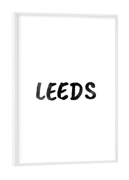 Poster mit weißem Rahmen "Leeds Aquarell SW" artboxONE - Städte,Typografie,Schwarzweiß,Städte / Weitere