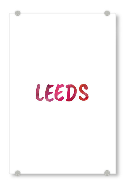 Acrylglasbild "Leeds Aquarell Bunt" artboxONE - Städte,Typografie,Städte / Weitere