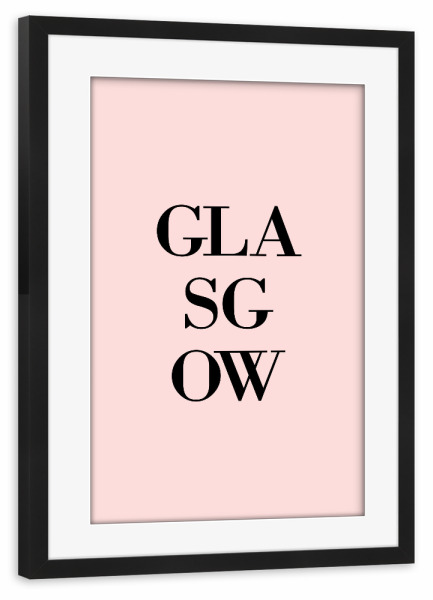Poster mit Rahmen schwarz "Glasgow Rosa" artboxONE - Städte,Typografie,Städte / Weitere