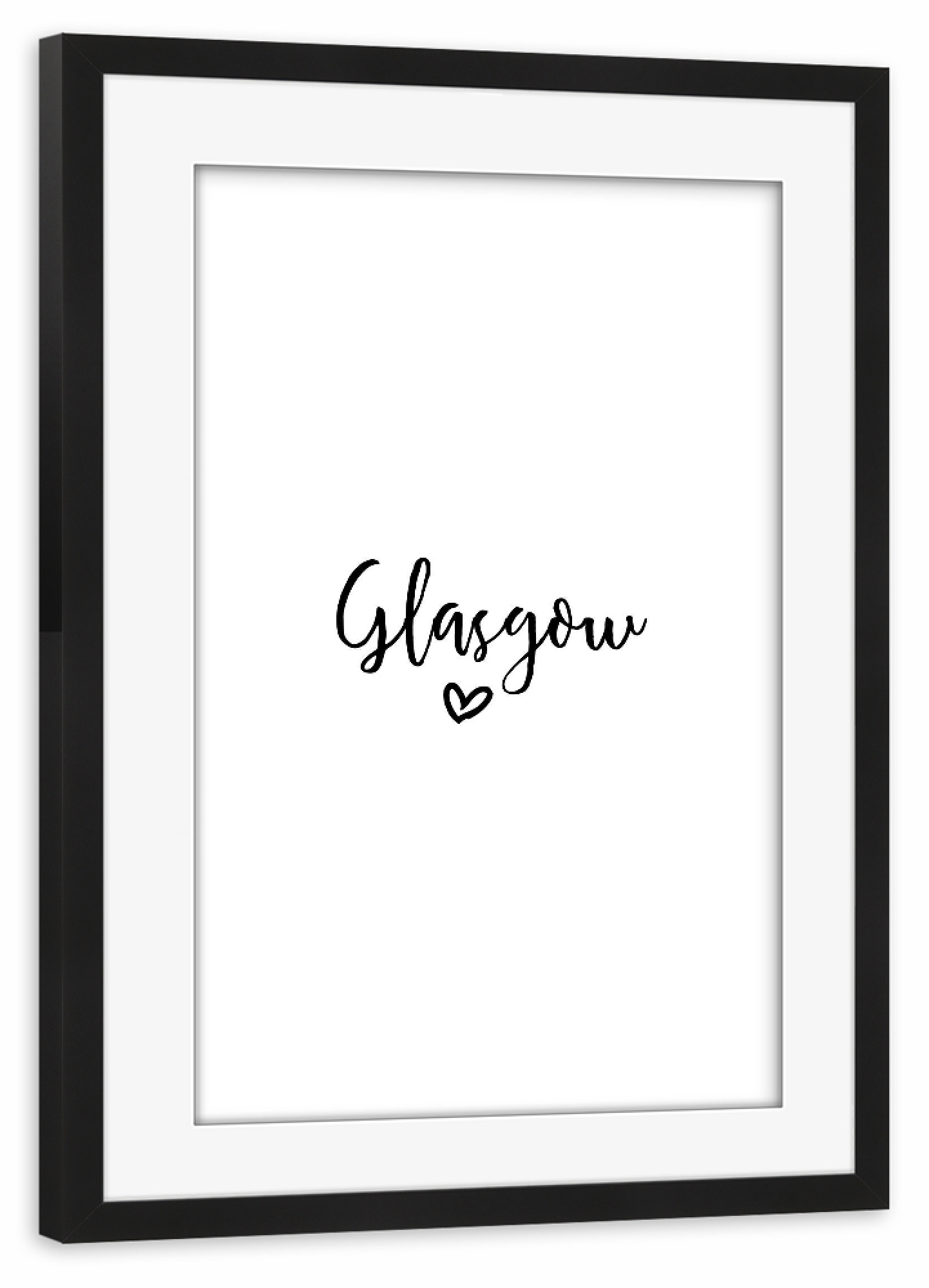 Poster mit Rahmen schwarz "I Heart Glasgow" artboxONE - Städte,Typografie,Schwarzweiß,Städte / Weitere