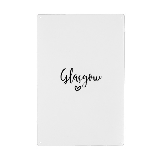 Metall Poster "I Heart Glasgow" artboxONE - Städte,Typografie,Schwarzweiß,Städte / Weitere