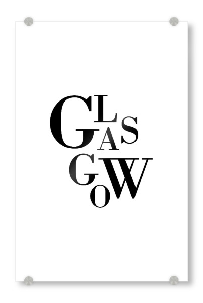 Acrylglasbild "Glasgow Buchstabensalat" artboxONE - Städte,Typografie,Schwarzweiß,Städte / Weitere