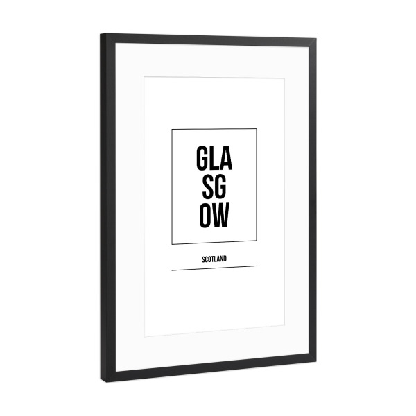 Poster mit Rahmen Schwarz (Metallic) "Glasgow Square" artboxONE - Städte,Typografie,Schwarzweiß,Städte / Weitere