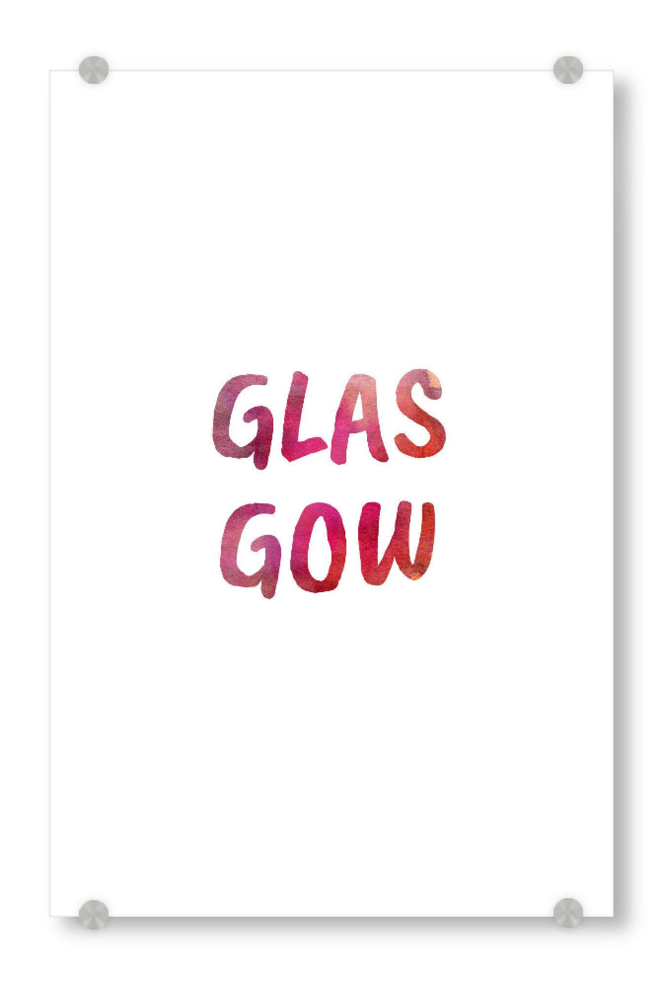 Acrylglasbild "Glasgow Aquarell Bunt" artboxONE - Städte,Typografie,Städte / Weitere