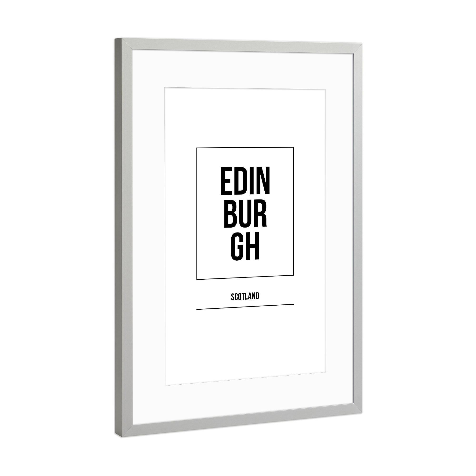 Poster mit Rahmen Silber "Edinburgh Square" artboxONE - Städte,Typografie,Schwarzweiß,Städte / Weitere