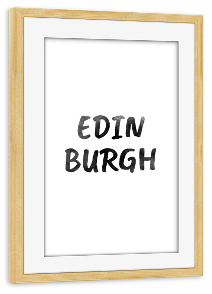 Poster mit Rahmen kiefer "Edinburgh Aquarell SW" artboxONE - Städte,Typografie,Schwarzweiß,Städte / Weitere