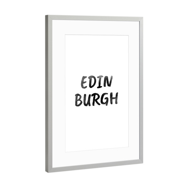 Poster mit Rahmen Silber "Edinburgh Aquarell SW" artboxONE - Städte,Typografie,Schwarzweiß,Städte / Weitere
