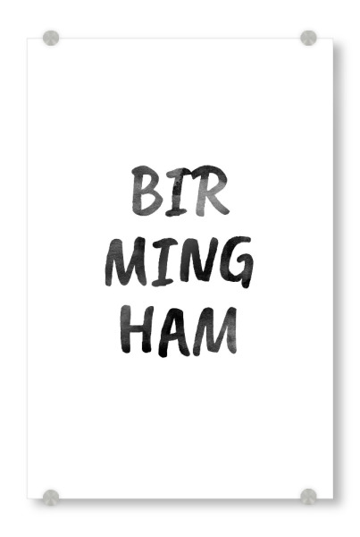 Acrylglasbild "Birmingham Aquarell SW" artboxONE - Städte,Typografie,Schwarzweiß,Städte / Weitere