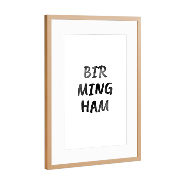 Poster mit Rahmen Kupfer "Birmingham Aquarell SW" artboxONE - Städte,Typografie,Schwarzweiß,Städte / Weitere