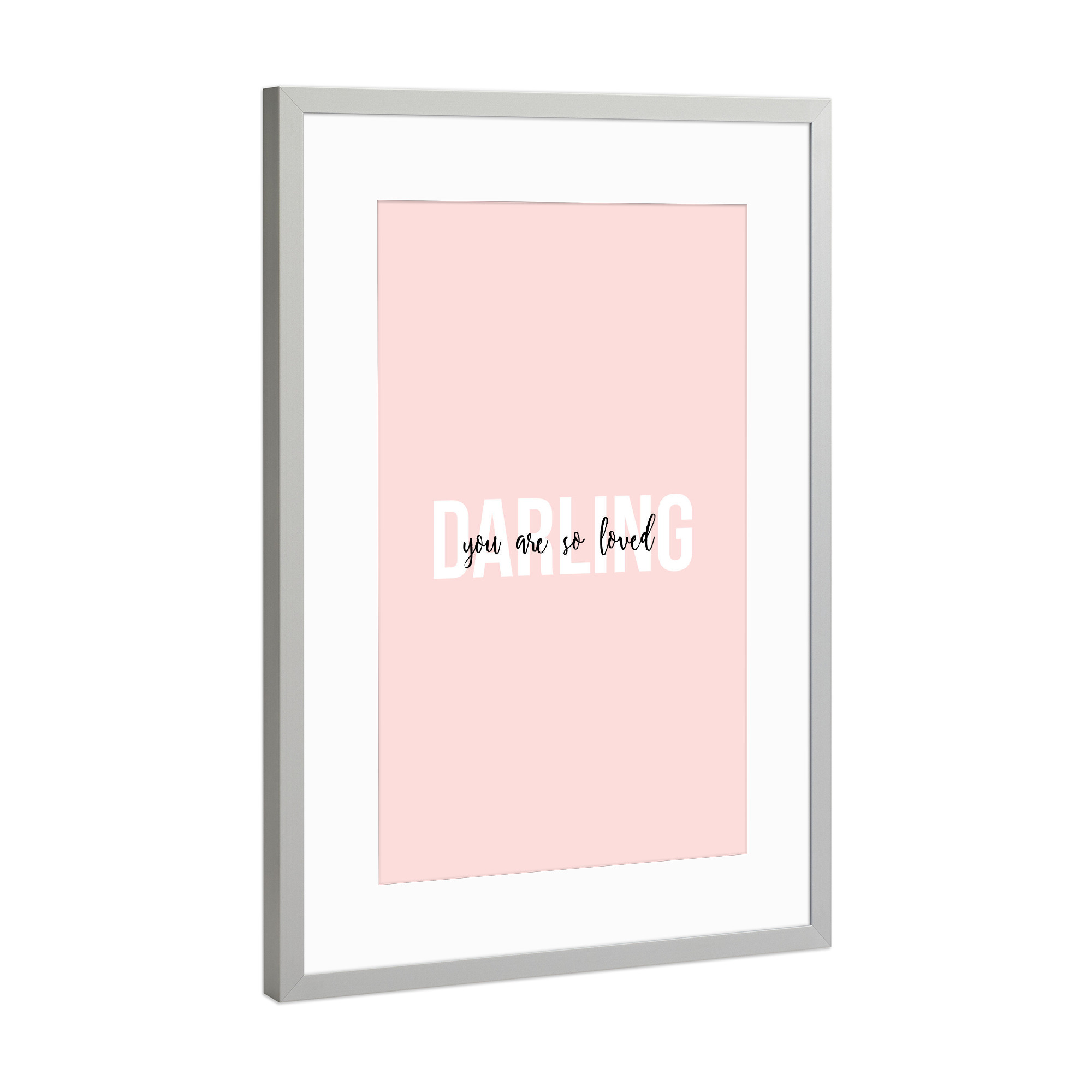 Poster mit Rahmen Silber "Darling" artboxONE - Typografie,Liebe,Für Mama,Für Papa