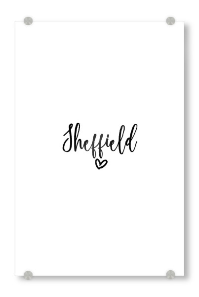 Acrylglasbild "I Heart Sheffield" artboxONE - Städte,Typografie,Schwarzweiß,Städte / Weitere