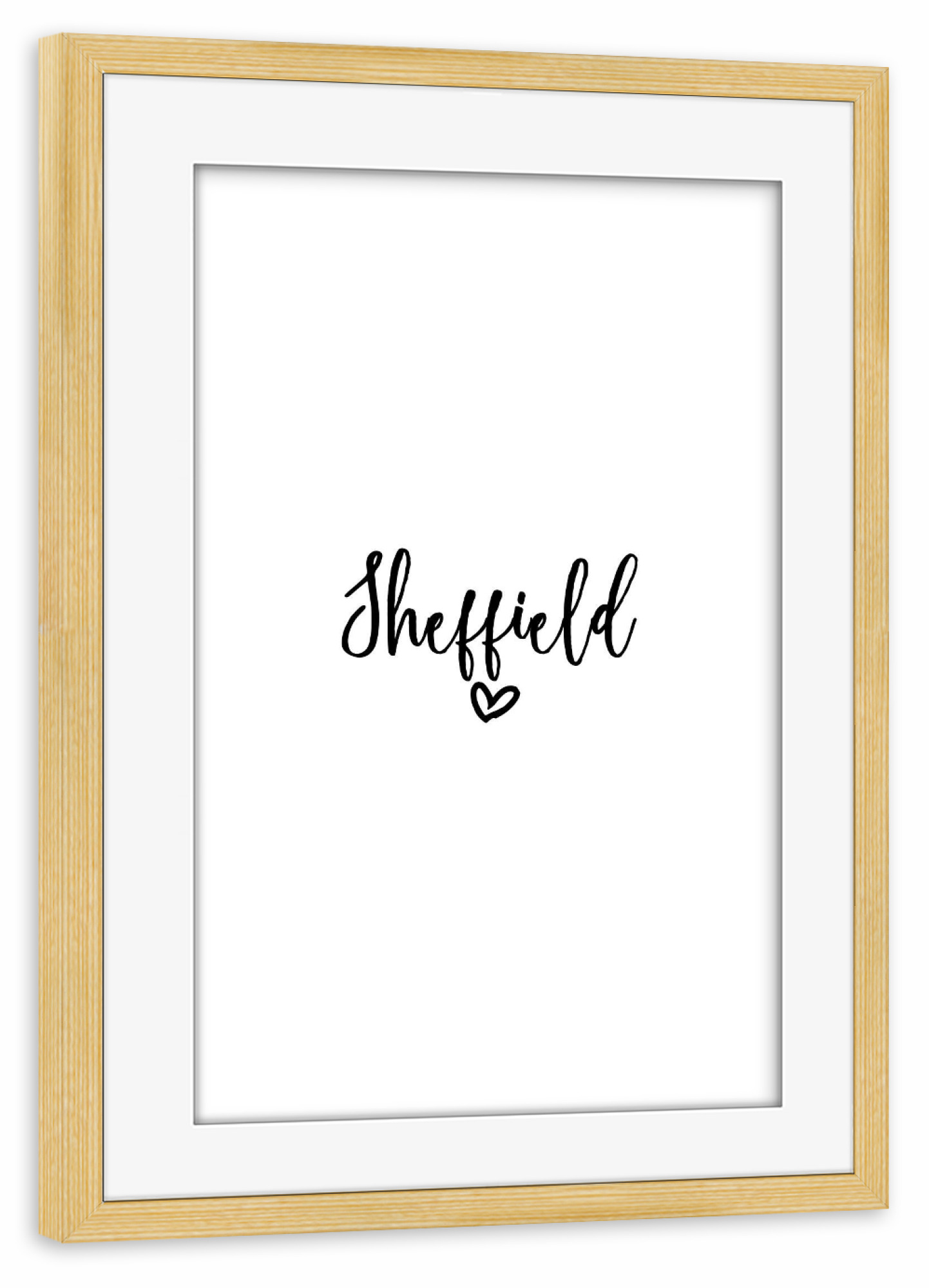 Poster mit Rahmen kiefer "I Heart Sheffield" artboxONE - Städte,Typografie,Schwarzweiß,Städte / Weitere