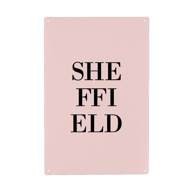 Metall Poster "Sheffield Rosa" artboxONE - Städte,Typografie,Städte / Weitere