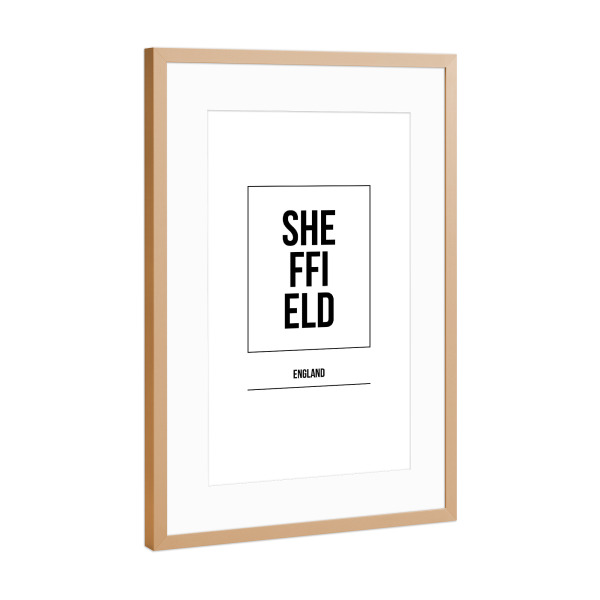 Poster mit Rahmen Kupfer "Sheffield Square" artboxONE - Städte,Typografie,Schwarzweiß,Städte / Weitere