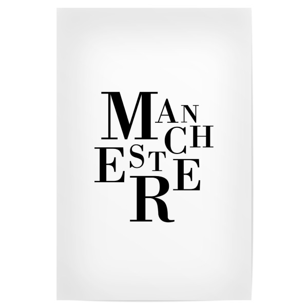 Poster 30x20 cm "Manchester Buchstabensalat" artboxONE - Städte,Typografie,Schwarzweiß,Städte / Weitere