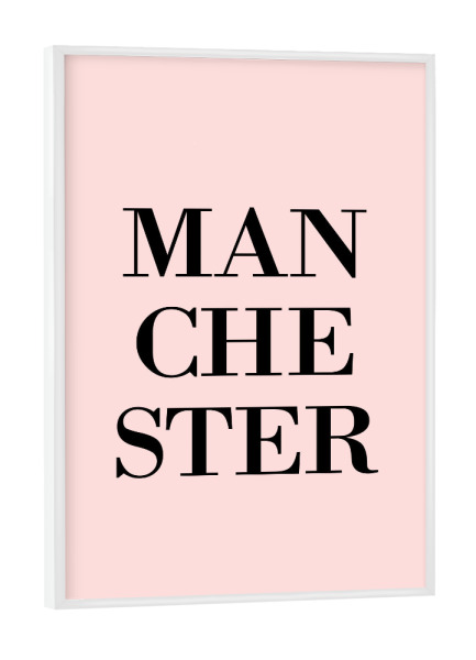 Poster mit weißem Rahmen "Manchester Rosa" artboxONE - Städte,Typografie,Städte / Weitere