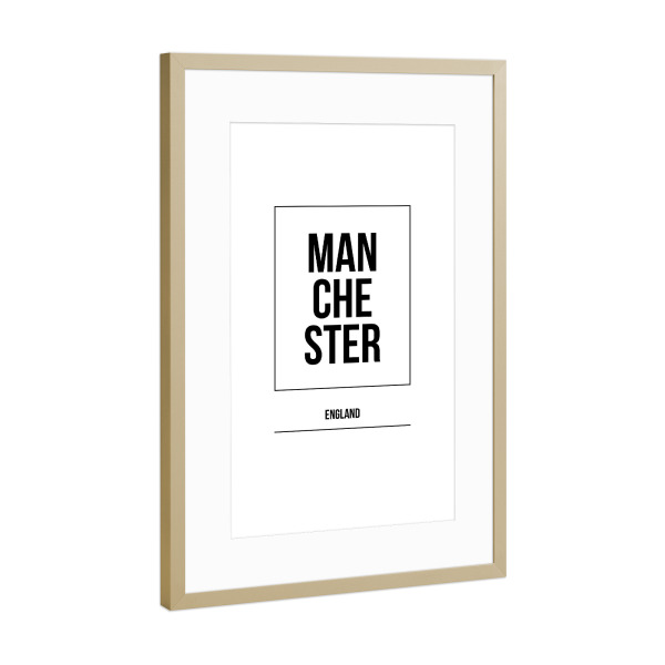 Poster mit Rahmen Gold "Manchester Square" artboxONE - Städte,Typografie,Schwarzweiß,Städte / Weitere