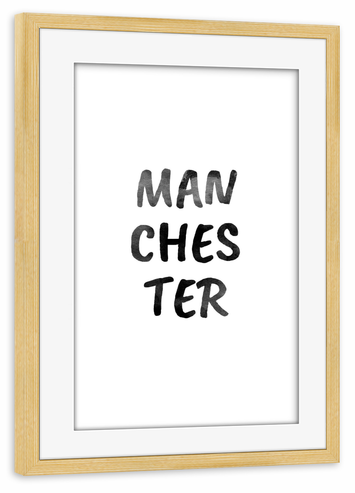 Poster mit Rahmen kiefer "Manchester Aquarell SW" artboxONE - Städte,Typografie,Schwarzweiß,Städte / Weitere