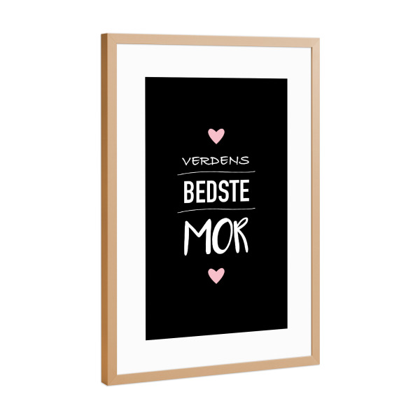 Poster mit Rahmen Kupfer "Verdens bedste mor" artboxONE - Typografie,Liebe,Für Mama - Mutter,Mama,Beste,Welt,Geschenk,Muttertag,Dänisch