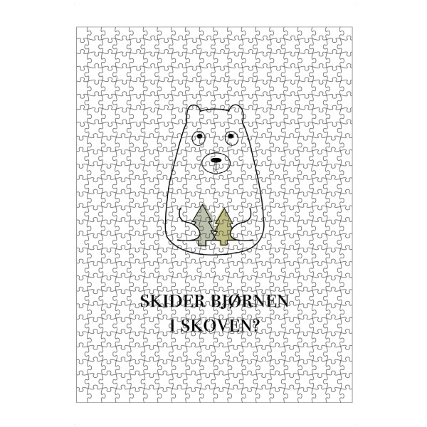 Puzzle Ravensburger "Skider" artboxONE - Typografie,Tiere,Schwarzweiß - Bären,Wald,Kacken,Bäume,Unschuldig,Süß,Sprichwort,Dänisch - Bild bären