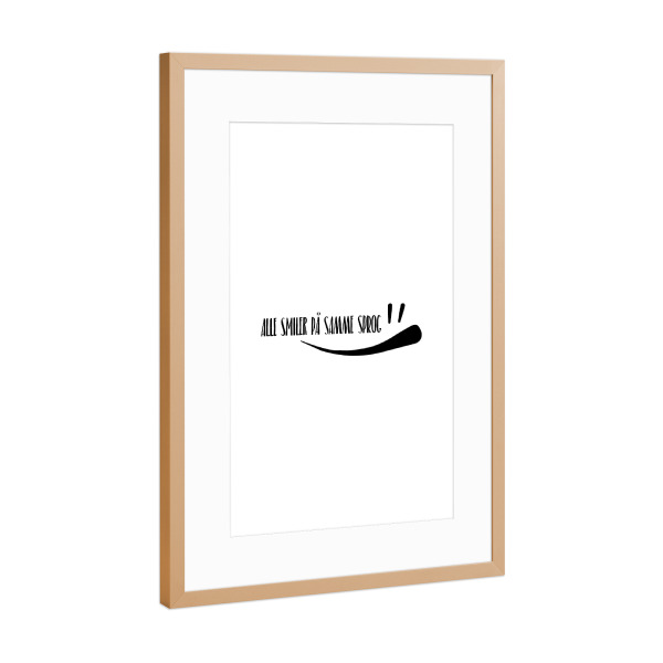 Poster mit Rahmen Kupfer "Smiler" artboxONE - Typografie,Schwarzweiß