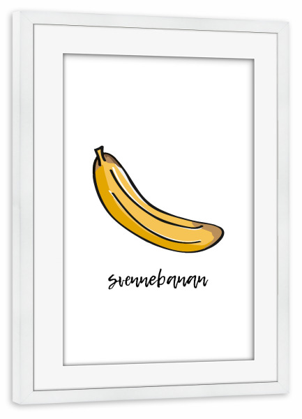 Poster mit Rahmen weiß "Svennebanan" artboxONE - Typografie,Essen & Trinken - Banane,Obst,Frucht,Schwedisch,Wort