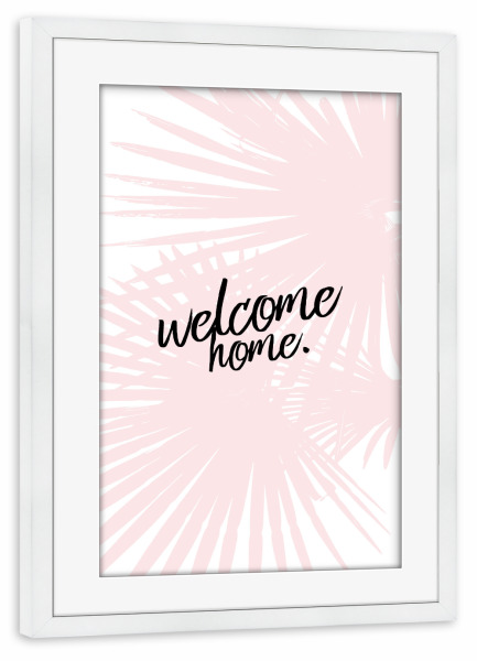 Poster mit Rahmen weiß "Welcome Home" artboxONE - Typografie,Schwarzweiß,Für Mama - Zuhause,Familie,Glück,Eltern,Kindern,Daheim,Wohnzimmer,Flur,Büro