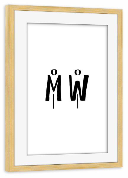 Poster mit Rahmen kiefer "Männlein und Weiblein" artboxONE - Typografie,Schwarzweiß,Für Mama,Für Papa - Frau,Mann,Toilette,Klo,M,W,Mama,Papa