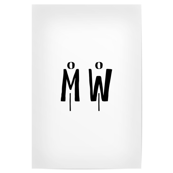 Poster "Männlein und Weiblein" artboxONE - Typografie,Schwarzweiß,Für Mama,Für Papa - Frau,Mann,Toilette,Klo,M,W,Mama,Papa