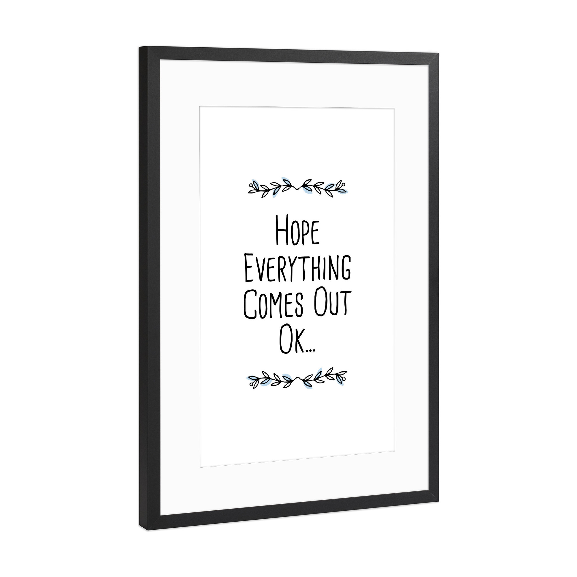 Poster mit Rahmen Schwarz (Metallic) "HOPELESS" artboxONE - Typografie,Schwarzweiß
