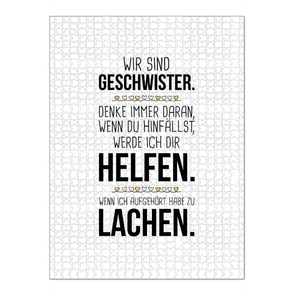 Puzzle Ravensburger "Geschwister" artboxONE - Für Kinder,Menschen,Schwarzweiß - Geschwister,Familie,Bruder,Schwester,Eltern,Kinder,Typo,Typografie