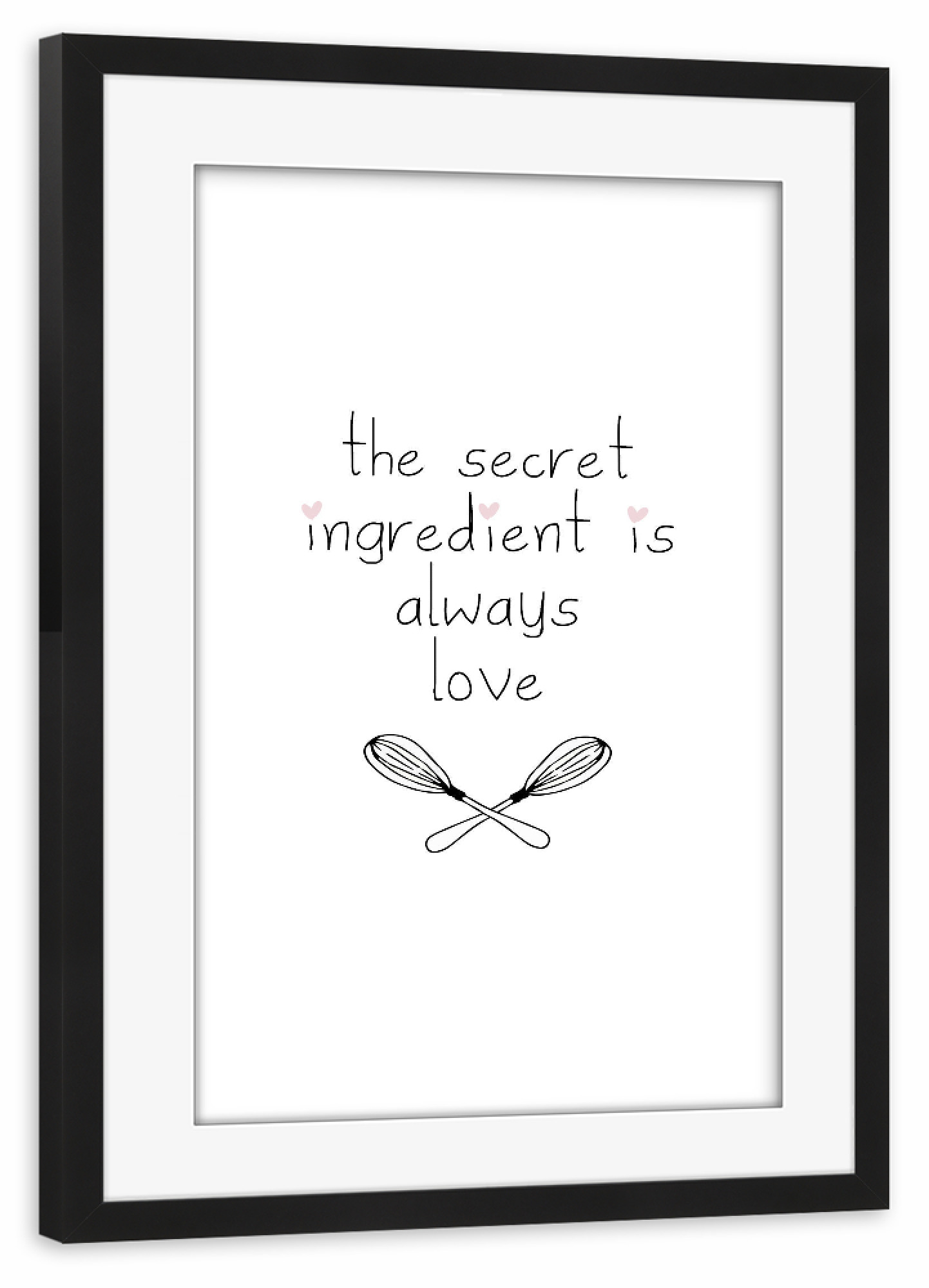 Poster mit Rahmen schwarz "Secret Ingredient" artboxONE - Typografie,Essen & Trinken,Schwarzweiß,Liebe,Für Mama