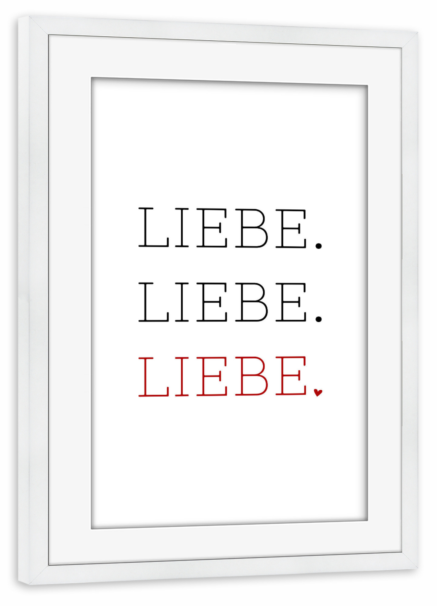 Poster mit Rahmen weiß "Liebe Liebe Liebe" artboxONE - Typografie,Liebe - Beziehung,Freundin,Geschenk,Paar,Pärchen,Wort