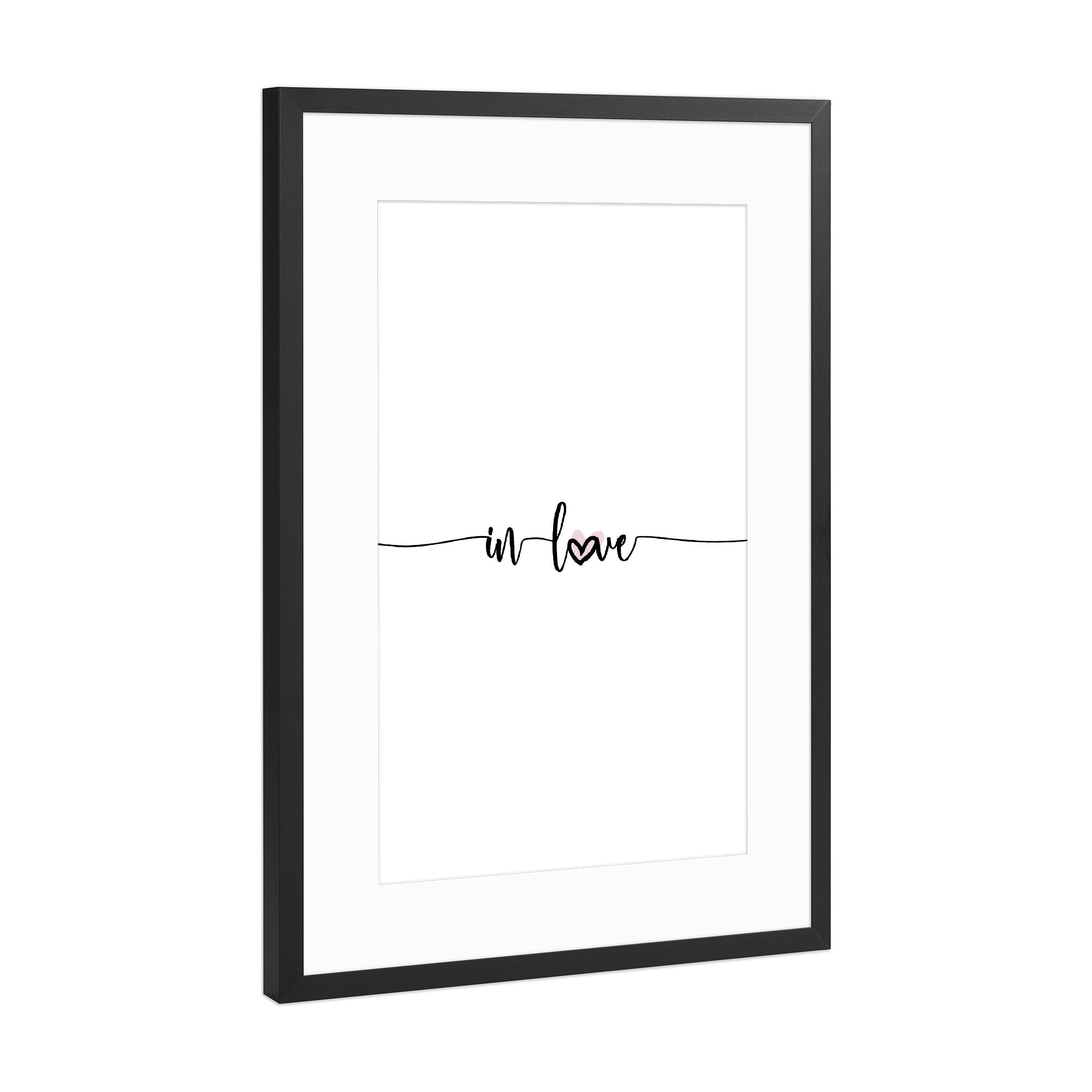 Poster mit Rahmen Schwarz (Metallic) "In Love 2" artboxONE - Typografie,Schwarzweiß,Liebe,Für Mama,Für Papa