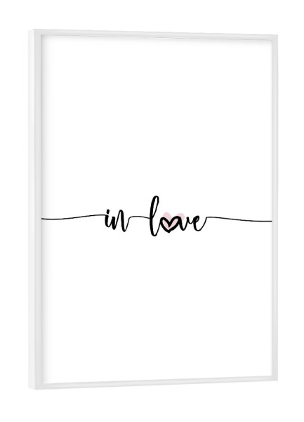Poster mit weißem Rahmen "In Love 2" artboxONE - Typografie,Schwarzweiß,Liebe,Für Mama,Für Papa