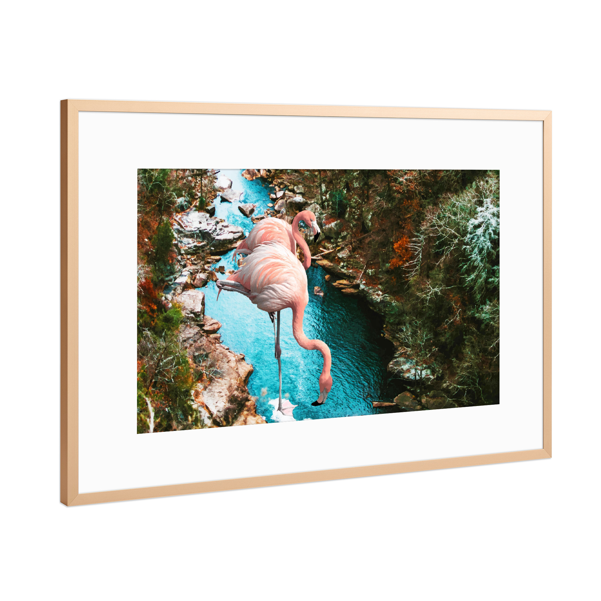 Poster mit Rahmen Kupfer "Flamingo Forest" artboxONE - Natur,Tiere