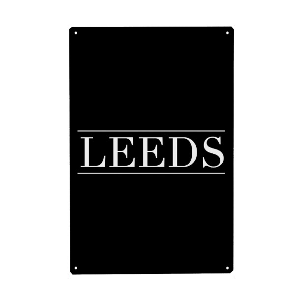 Metall Poster "LEEDS | HORIZONTAL" artboxONE - Städte,Typografie,Reise,Schwarzweiß,Fashion,Städte / Weitere
