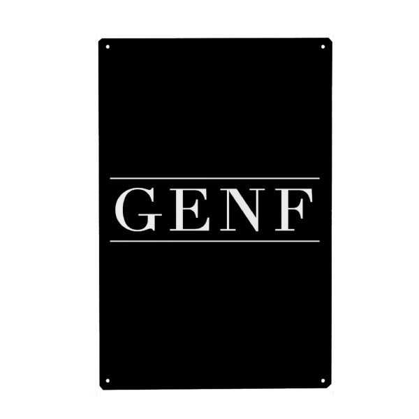 Metall Poster "GENF | HORIZONTAL" artboxONE - Typografie,Reise,Schwarzweiß,Städte / Weitere
