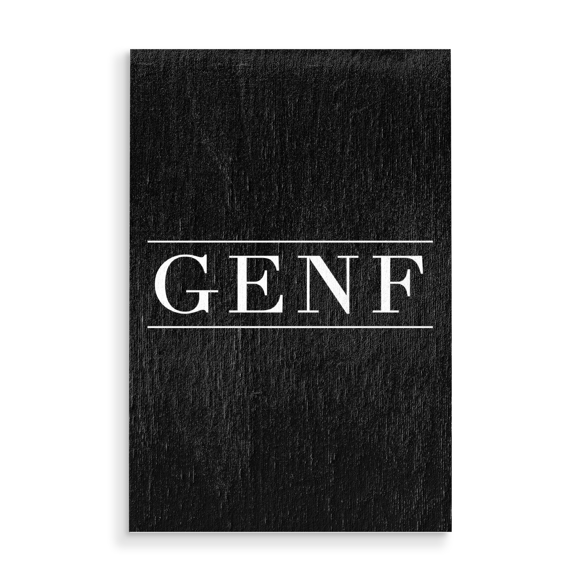 Holzbild "GENF | HORIZONTAL" artboxONE - Typografie,Reise,Schwarzweiß,Städte / Weitere