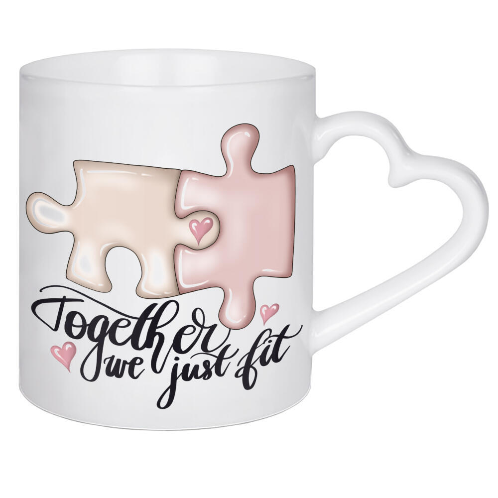 Herztasse "Zusammen passen wir einfach" artboxONE - Fashion,Buchstaben,Für Mama,Festivals