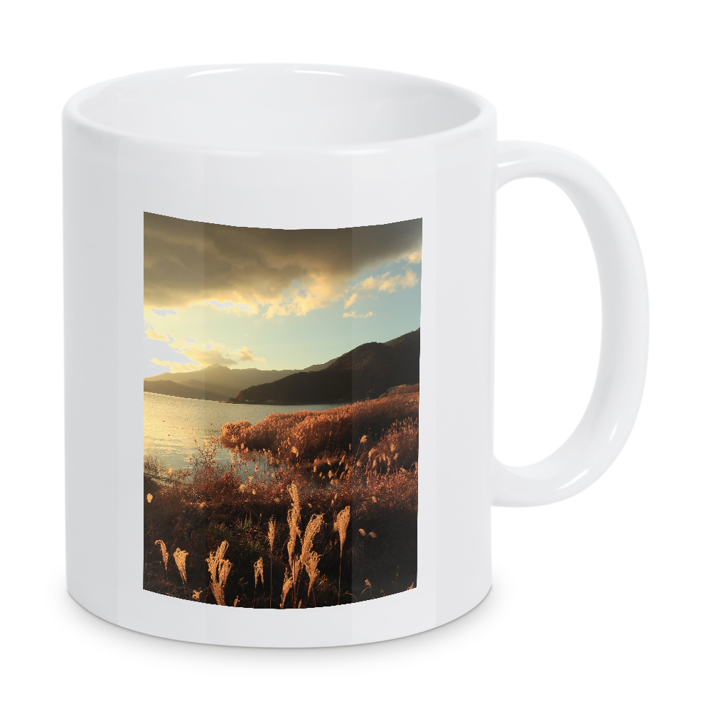 Tasse "Sonnenuntergang Fuji fünf Seen" artboxONE - Natur,Reise - See,Berg,Sonnenuntergang,Sepia