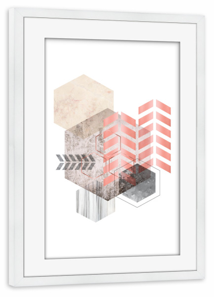 Poster mit Rahmen weiß "Hexagonal Geo No. 2" artboxONE - Abstrakt,Geometrie