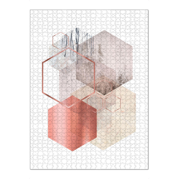 Puzzle Ravensburger "Hexagonal Geo" artboxONE - Abstrakt,Geometrie - Geometric,Rose,Gold,Hexagon - Bild geometric